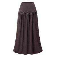 Womens Cotton Pocketed Skirt High-Waisted Elasticated Back Long Dress