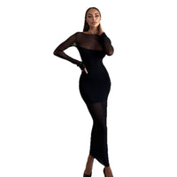 Form-fitting Waist-cinching Sheath-style Long-sleeve Dress