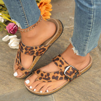 Roman Style Toe Covering Leopard Slippers