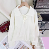 Women's Retro Lace-Up Long Sleeve Sweater