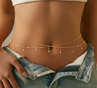 Sexy Minimalist Double-Layer Rhinestone Waist Chain