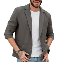 Cotton-linen Loose-fit Solid-color Lightweight Regular Casual Blazer