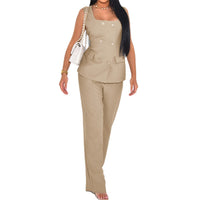 Women's Casual Loose Solid Color Sleeveless Set
