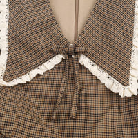 Womens Stylish Elegan Slim-Fit Plaid Lapel Dress