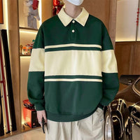 Men's Polp Collar Striped Contrast Color Sweatshirt