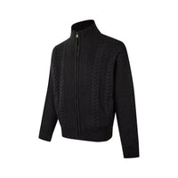 Lazy Trend Wheat Ear Cable Zipper Sweater