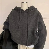 Street Fashion Warm Keeping Solid Color Hoodie Top