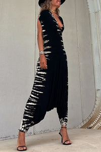 Jumpsuit Knitted Printed Sexy Low Cut