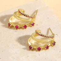Retro Fashion-forward Niche-design Metal Multi-layer C-shaped Stud Earrings