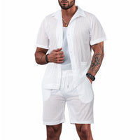 Design Beach Hawaii See-through Dress Short Sleeve Cardigan Shorts Suit