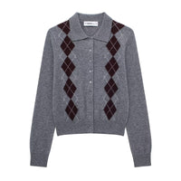 Womens Fashion Lapel Long-Sleeve Single-Breasted Knit Cardigan