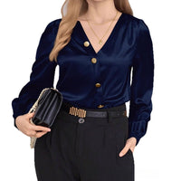 Plus Size Women's New High-end V-neck Long Sleeve Shirt