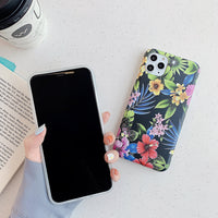 Retro literary flower leaf phone case
