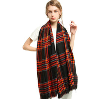 printed double-sided satin large plaid scarf