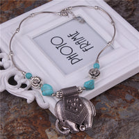 Elephant turquoise alloy pendant necklace