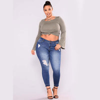 Add Fertilizer To Increase High Elasticity Ripped Jeans