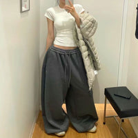 Retro Laid-back Style Casual Sweatpants Wide-leg Loose-fit