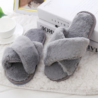 New style cross fur slippers women autumn and winter