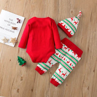 Christmas three-piece long-sleeved romper jumpsuit
