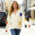 Women's Strawberry Jacquard Cardigan Sweater