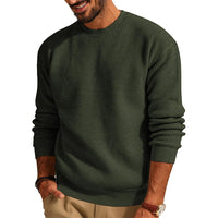 Waffle Round Neck Sweater Pullover Knitted Men's Casual Top