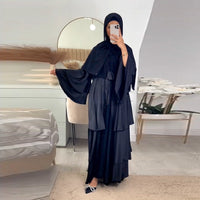 Muslim Fashion Solid Color Robe Abaya Outer Wear Cardigan