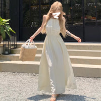 Womens Sleeveless Halter-Neck Strap Holiday Dress