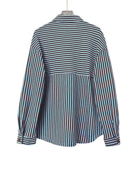 Women's Casual Loose-fit Long-sleeve Shirt With Vertical Stripes