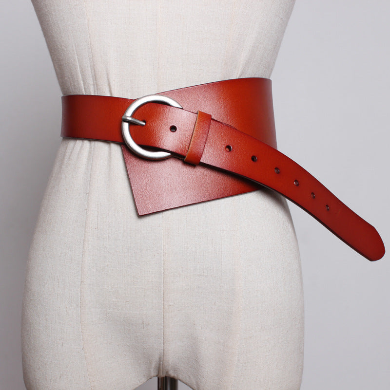 Women's Genuine Leather Wide Belt With Skirt