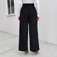 Casual High-Waist Workwear Pants Loose-Fit Black Wide-Leg Trousers