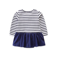 Spring And Autumn Casual Men's And Women's Baby Cute Navy Striped Long-sleeved Short-climbing Romper
