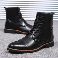 Plus size British style men's boots leather boots men's shoes