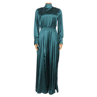 Ladies fashion stretch flared satin jumpsuit