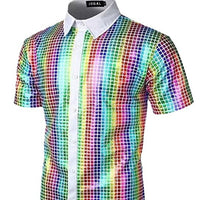 Sequined Button-down Shirt 70 S Disco Party Cosplay Clothing