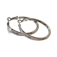 Silver Needle Smooth Letter Large Circular Ear Ring