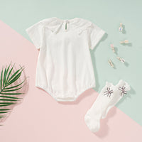 Girls' Baby Lace-Collar Bag Fart Romper Baby Cotton Short-Sleeved One-Piece Romper