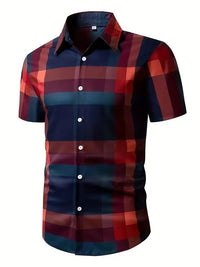 Men's Business Summer Wide Loose Shoulder Short Sleeve Single-breasted Shirt