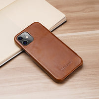 Cowhide retro curved screen phone case