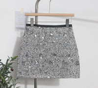 Sequined Red Skirt High Waist Slimming A- Line Sheath