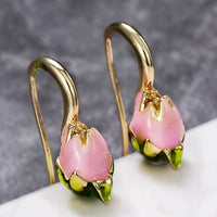 French Vintage Tulip Earrings, Forest-style Energetic Girl Sweet