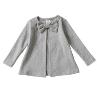 Soft Cotton Top Casual Round Neck Bow Coat