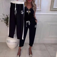 Women's Fashion Contrasting-Color Pocket Loose Casual Straight-Leg Pants