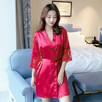 V-neck sexy lace suspender nightdress