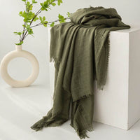 Strict Selection Summer Cotton And Linen Scarf Solid Color Simple Sun Protection