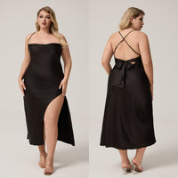 Womens Ice Silk Sexy Nightgown Long Loungewear Dress
