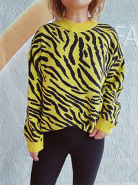 Commuter Knitted Two-piece Zebra Pattern Contrast Color