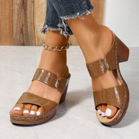 Plus Size Wedge Peep-toe Slippers Stone Pattern