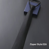 Mens Business Formal Zipper Tie With Blue Stripes