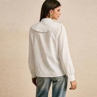 Womens Long-sleeve Pullover Shirt In Solid Color