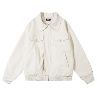 Men's Casual American Style Loose Flying PU Leather Jacket Coat